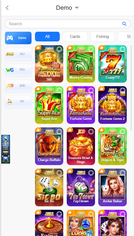 1JJ app slot game lobby screen
